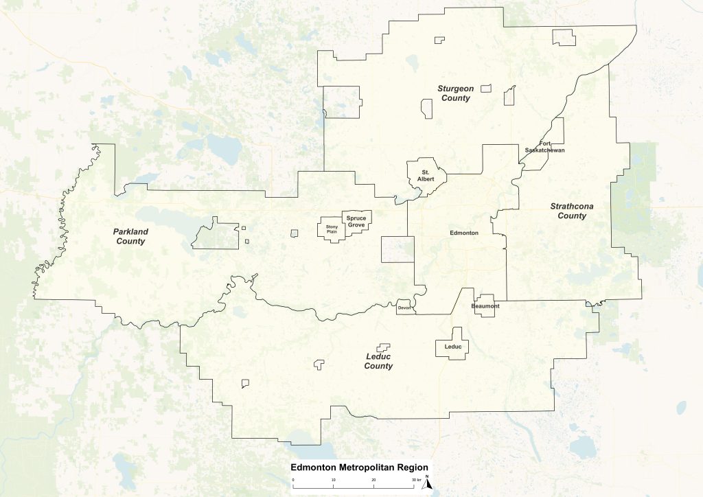Edmonton region map